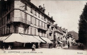 Rhone Alpes, Savoie (73), Albertville: udsigt over Quai des Allobroges - Postkort slutningen af det 19.-20. århundrede af William M. Timlin