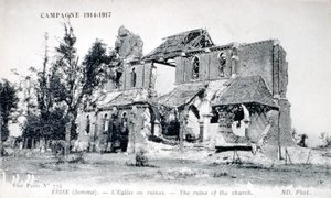Ruiner af kirken i landsbyen Frise, Somme, Frankrig 1914-1918 (postkort) af Unbekannter Künstler