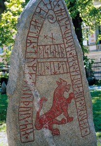 Rune Stone, Lund, Sverige. Vikingecivilisation.