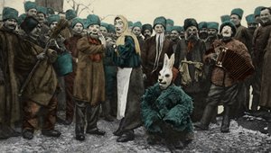 Russiske soldaters maskeradefest under 1. Verdenskrig af Unbekannter Künstler