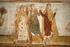 Saint-Savin klostermaleri: Abraham og Lot splittet fra hinanden, Saint-Savin-sur-Gartempe, Frankrig af Unbekannt