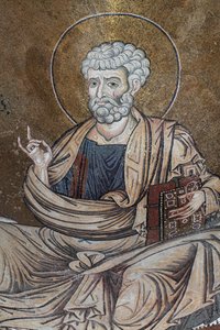 Sankt Peter Mosaik inde i katedralen Santa Maria Nuova 12. århundrede Monreale, Sicilia af William M. Timlin