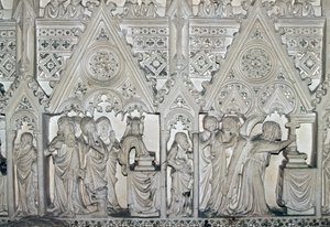 Sarkofag af Pedro I (1320-1367) med scener fra livet af Skt. Bartholomew, kirken i Alcobaca kloster (UNESCOs verdensarvsliste af Benjamin Baud