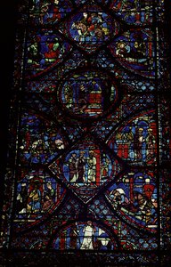 Scener fra Karl den Stores liv (747-814) fra ambulatoriet, ca. 1215-35 (farvet glas) (se også 98072) af Unbekannt