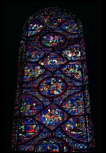 Scener fra Karl den Stores liv (747-814) fra ambulatoriet, ca. 1215-35 (farvet glas) (se også 98071) af Unbekannt