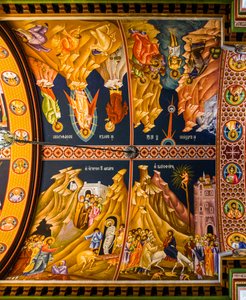 Scener fra Det Nye Testamente, den byzantinske Minas-katedral med farverige fresker, Heraklion (foto) af Unbekannter Künstler