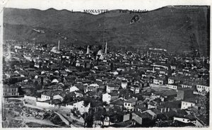 Serbien, Monastir: generel udsigt over byen, Monastir kaldes desormais Bitola og ligger i Macedoine - Postkort 1914-1918 af William M. Timlin