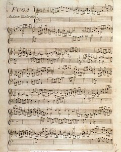 Nodeside for Fugue in Pieces for cembalo af Domenico Scarlatti af Unbekannter Künstler