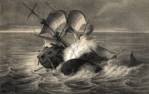 Forlis af hvalfangerskibet "Essex" den 20. november af Unbekannter Künstler