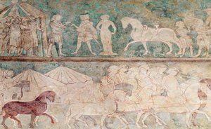Spanien, Aragon, Saragossa, Aljaferia Palace, Fresco Detail af Benjamin Baud