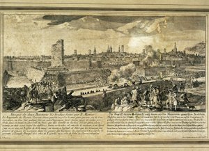 Spanien: Den spanske arvefølgekrig (1714). Belejringen af Barcelona (kobberstik) af Unbekannter Künstler