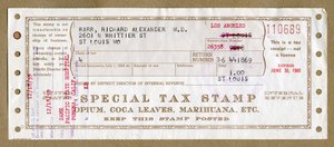 Særligt skattestempel for medicinsk Opium, Coca Leaves og Marihuana af Unbekannt