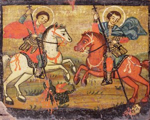 St.George og St.Demetrios, græsk (provins) af Unbekannter Künstler