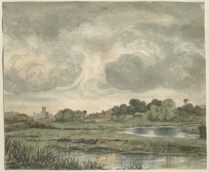 Stafford - Fjernsyn fra øst: akvarelmaleri, nd [?1800-tallet] af Unbekannt