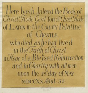 Stafford - Monumental inscription in St. Mary "s Church: drawing, nd [? 19th cent] dani af Unbekannt