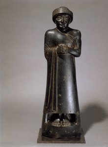Statue af Gudea, Prins af Lagash, ny-sumerisk, fra Telloh, oldtidens Girsu, ca. 2130 f.Kr. (diorit) af Unbekannt