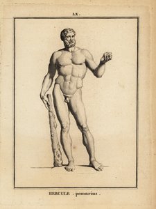 Statue af Hercules Pomarius, romersk helt og gud, med en stor kølle af Unbekannt