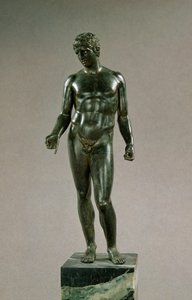 Statue af Merkur, tilpasning af den græske Discophoros af Polyclitus, romersk, 25-50 e.Kr. (bronze) af Unbekannt