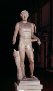 Statue af en ungdom med attributterne Merkur, romersk (marmor) af Unbekannt