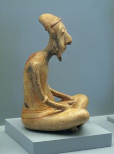 Statuette af en mediterende gammel mand, Lagunillas, sen præklassisk-tidlig klassisk periode, 300 f.Kr.-600 e.Kr. af Unbekannt