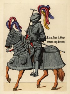 Dragt af graveret pladerustning og hestebarding, kong Henrik VIII af Unbekannt