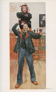 Den svenske tegner Carl Larsson (1853-1919) med sin datter Brita. Akvarel fra "" Das haus in der sonne"" 1921 af Unbekannt