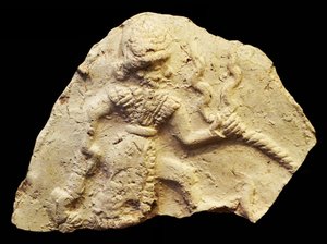 Tablet, der forestiller stormguden Ishchali, Isun Larsa, Babylon, Mesopotamien, ca. 2000-1600 f.Kr. af Unbekannt