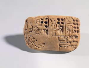 Tablet med piktografisk inskription, Protoliterate Periode, ca. 3300 f.Kr. (ler) af Unbekannt