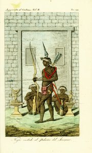 Tatoverede eller scarified vagter ved døren til dronningens palads, Tandi, Angola af Unbekannt