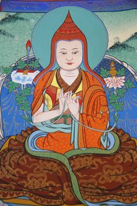 Tempel for de tusinde Buddhaer Dashang Kagyu Ling menighed Jamgon Kongtrul Lodroe Thaye Munk beder, La Boulaye, Frankrig af Unbekannt