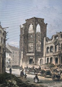 Den ødelagte biblioteksbygning i Strasbourg af Unbekannter Künstler