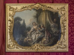 Den galante præst eller kransen. Maleri af Francois Boucher (1703-1770). Prinsessens parade eller paraderum. Hotel de Soubise, Paris af Unbekannt