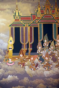 Buddhas liv, murfresko, Wat Botum-templet, Phnom Penh, 2022 (foto) af Unbekannter Künstler