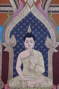 Buddhas liv, murfresko, Wat Maniratanaram kloster, Phnom Penh, 2022 (foto) af Unbekannter Künstler