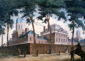 Pennsylvania Hospital i Philadelphia, ca. 1800 (kobberstik) af Unbekannter Künstler