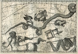 Stjernebilledet Hydra, med en Curbeau, der prikkede til den, og en Balancering, stammede fra myten om Apollo, der havde sendt en krage med en kop fuld af vand for at ofre til Jupiter. Under Hydre var den franske astronom Lalande (1732-1807) dr af Unbekannter Künstler