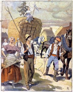Den sidste hvedevogn i Beauce, ca. 1910 (illustration) af Unbekannter Künstler