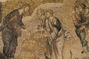 Formeringen af brød, Mosaik, Chora kirkemuseum., Istanbul, Turkiet af Unbekannt