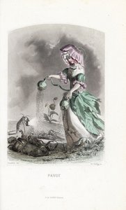 Valmueafgiften drysser opiumsbælge på coleopteres og græshoppers stoffer - Eau forte af Charles Geoffroy (1819-1882), baseret på en illustration af Jean Ignace Isidore Gerard dit J.J.Granville (1803-1847), for Les fleurs animees af Unbekannter Künstler
