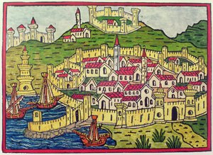 Havnen og byen Napoli i 1482, fra 