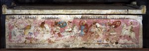 Amazonernes sarkofag, dekoreret med scener af kampe mellem grækere og amasoner, fra Tarquinia, 4. århundrede f.Kr. (alabaster) (se også 36059) af Unbekannt