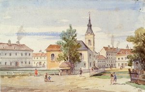 Thury Kapel og Thury Bridge ved Alsbach i Wien af Unbekannter Künstler