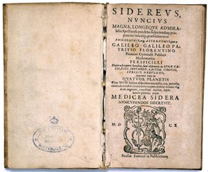 Titelside fra Galileos bog om astronomisk teori af Unbekannt
