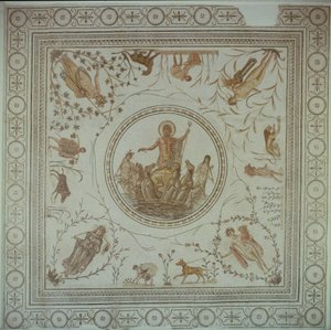 Triumf for Neptun og de fire årstider, romersk, fra La Chebba, 4. århundrede e.Kr. (mosaik) (for detaljer se 104354) af Unbekannt