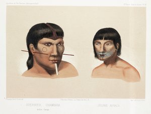 To sydamerikanske indianere, c 1843-1847 af Unbekannt