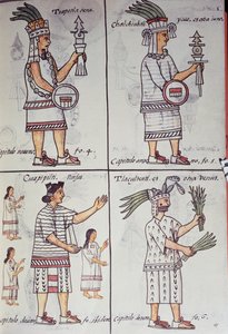 Tzapotlatena, Chalchiuhtlatonal, Cioapipitli og Tliltecuhtli, Florentine Codex, Tosproget version på spansk og Nahuatl, Generel historie om tingene i det nye Spanien, Aztec af William M. Timlin