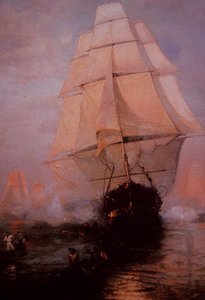 USS Constitution undslipper briterne (farve litho)