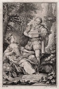 Genrescene uden titel, Paris 1766 (gravering) af Unbekannter Künstler