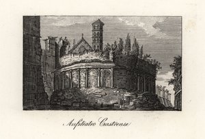 Udsigt over Amphitheatrum Castrense og Aurelian Walls, Rom af Unbekannt