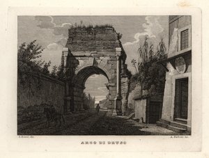 Udsigt over Drusus-buen, Arco di Druso, Rom af Unbekannt